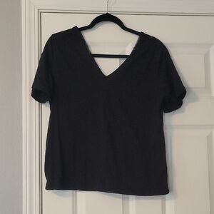 SHEIN Black Short Sleeve V-Neck Tee